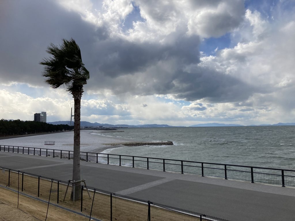 台風接近の海の様子