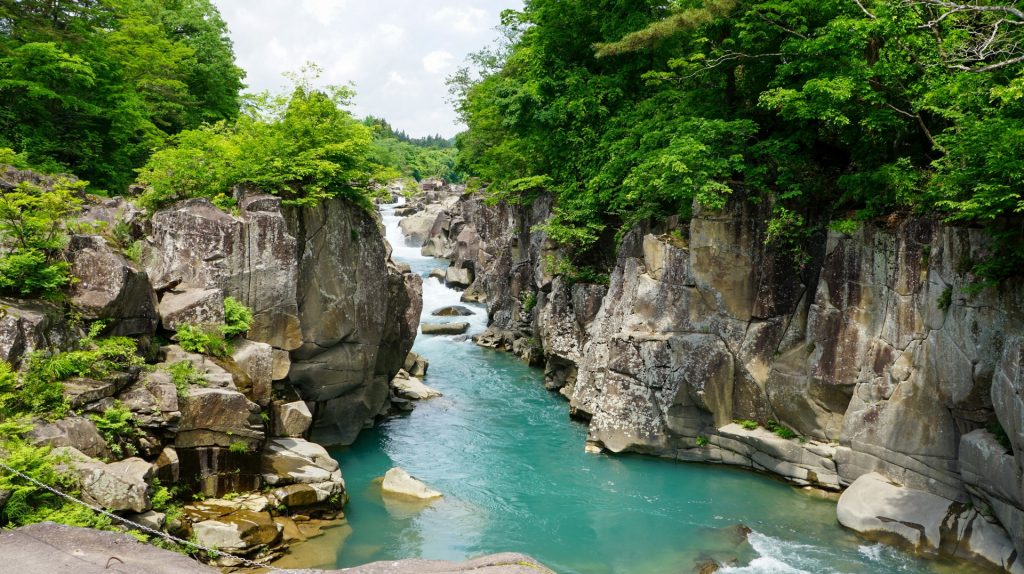 岩手県厳美渓の様子